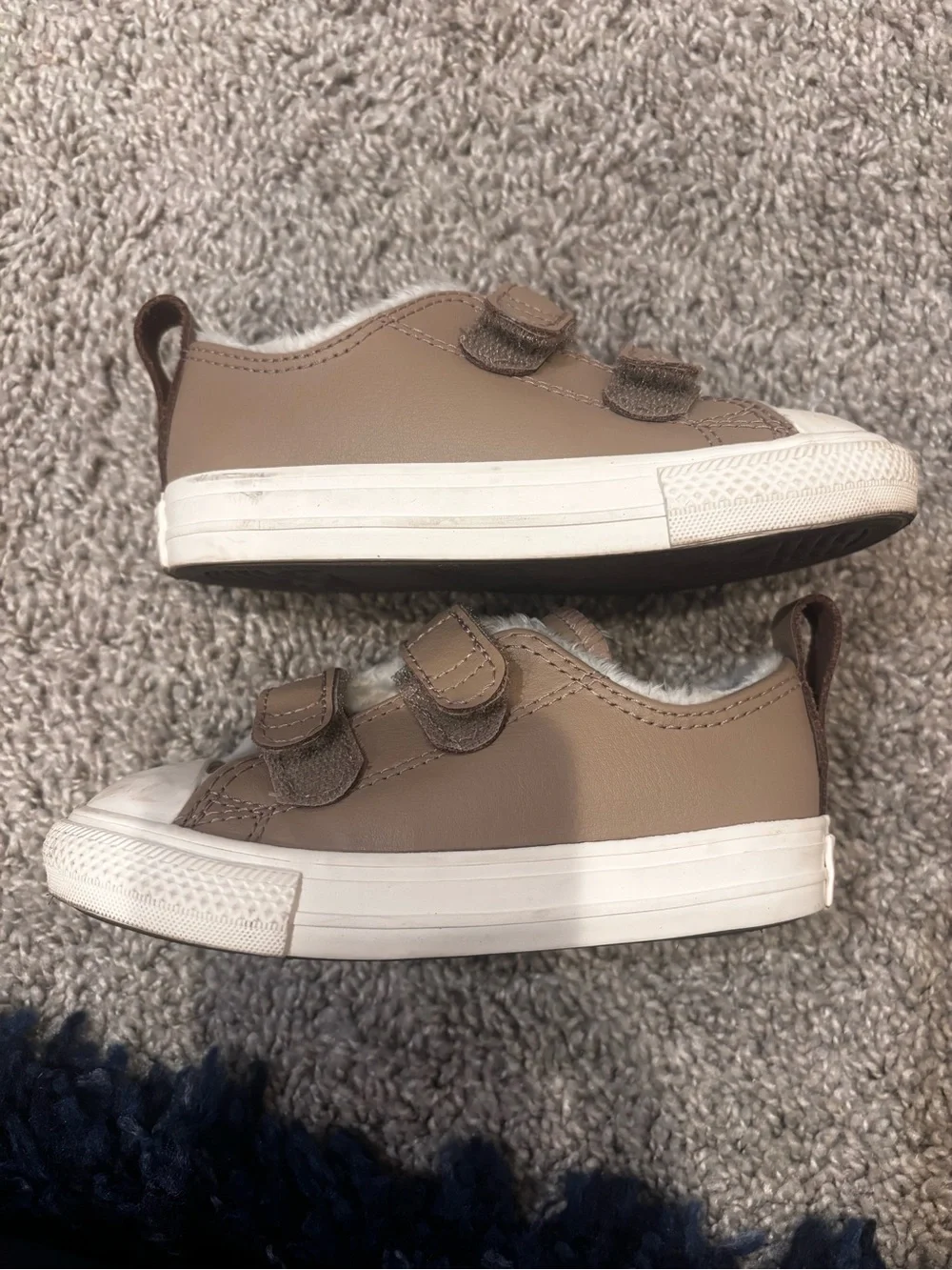 Converse Kids' Tan Faux-Fur Velcro Sneakers